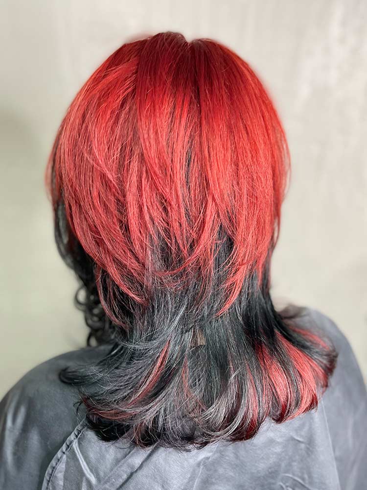 Red highlighted hair